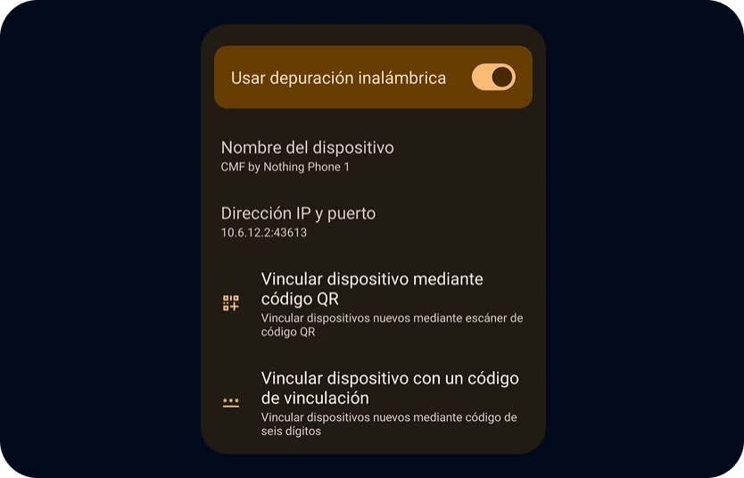 Abre «Depuración inalámbrica»